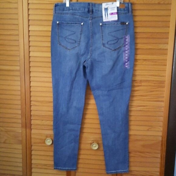 Seven 7 NWT Mars Blue Tummyless High Rise 5 Pockets Denim Skinny Jeans Size 16 - Picture 2 of 14